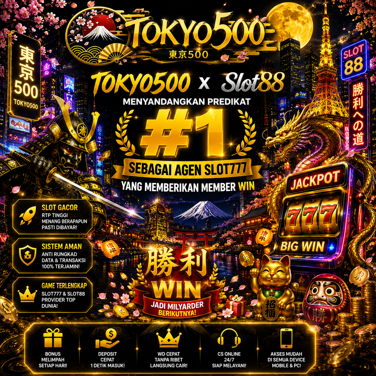 TOKYO500 x Slot88 # Menyandangkan Predikat #1 Sebagai Agen Slot777 Yang Memberikan Member WIN